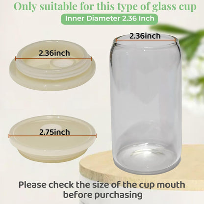 4 Pack Acrylic Lids for Glass Cups with Bamboo Lids and Straws, 2.75 inch/70 mm Acrylic Lids for 16 OZ Beer Can Cups with Wooden Lids, Replacement Canning Lids for 16OZ 20 OZ Glass