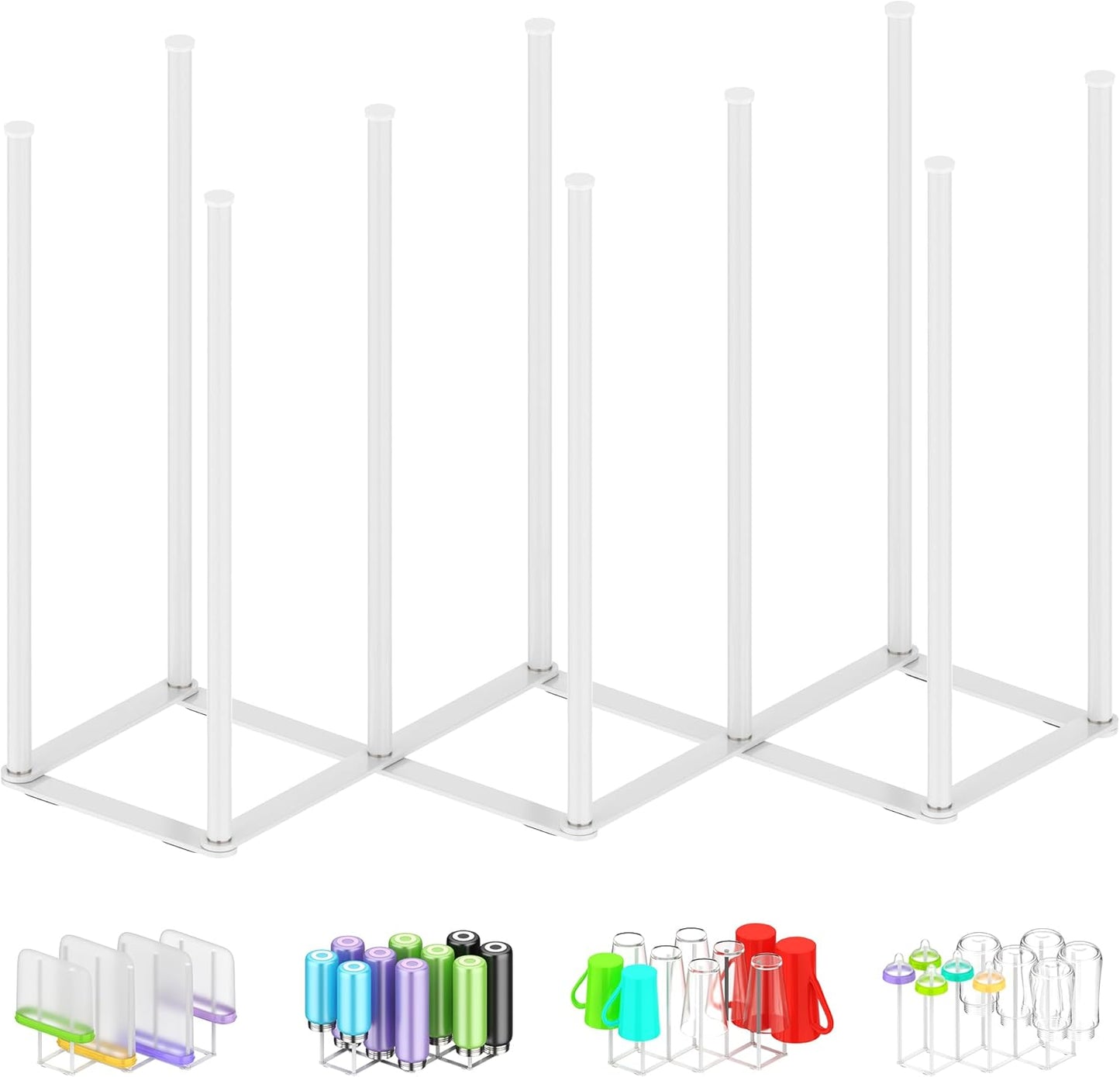 Collapsible Bottle Drying Rack, Foldable Baby Bottle Drying Rack, Portable Drainer Stand Holder for Water Bottles, Cup, Reusable Silicone Bag, Cutting Board (Black)