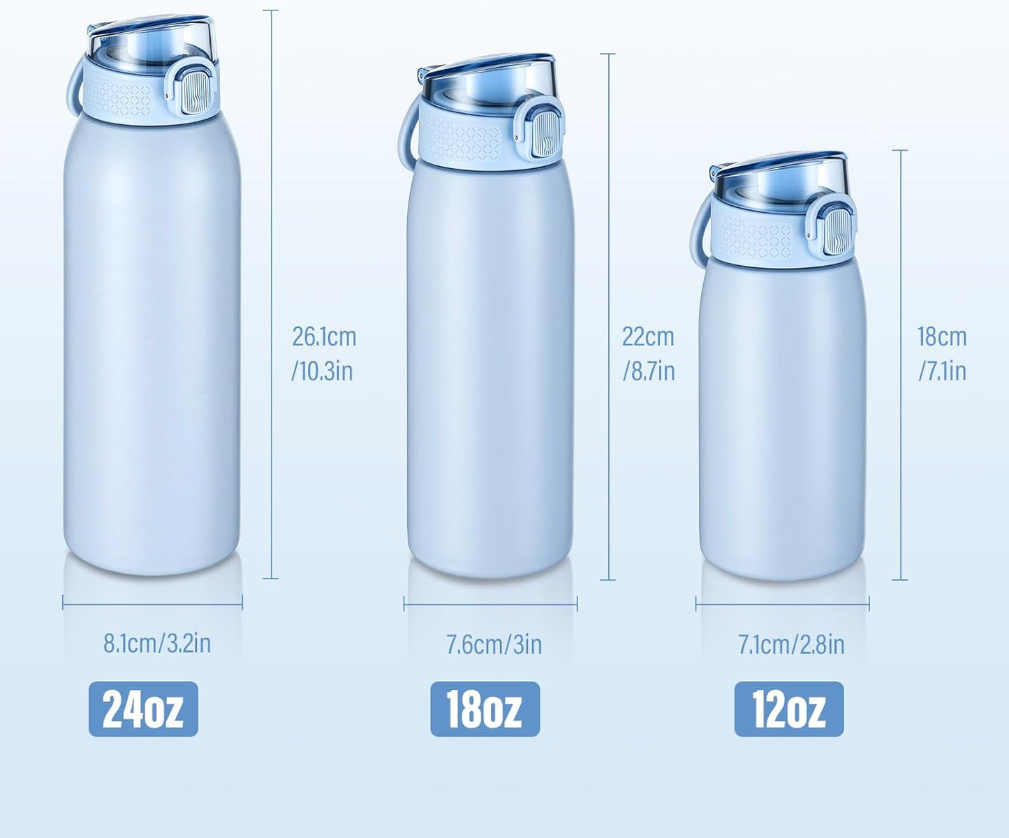 Insulated Water Bottle 24 oz with Dustproof Lid, Carry Handle & Tea Infuser, BPA-Free & Leakproof, Stainless Steel Water Bottles Ideal for Fitness, Hiking, Office & Outdoor Use (Black)