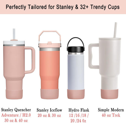 KTKUDY 2-Pack Silicone Boot for Stanley Tumbler 40 30 20 oz & Intended for Hydro Flask 12-24 oz - Cup Boot fit Select Yeti, Simple Modern, Owala Water Bottle - Bottom Cover Accessories Fit Stanley Cup