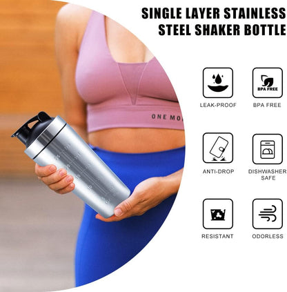 VALESKA 20-Ounce Stainless Steel Protein Shaker Bottle With Wire Whisk - BPA Free, Leak-Proof, Dishwasher Safe, Perfect for Gym Workout