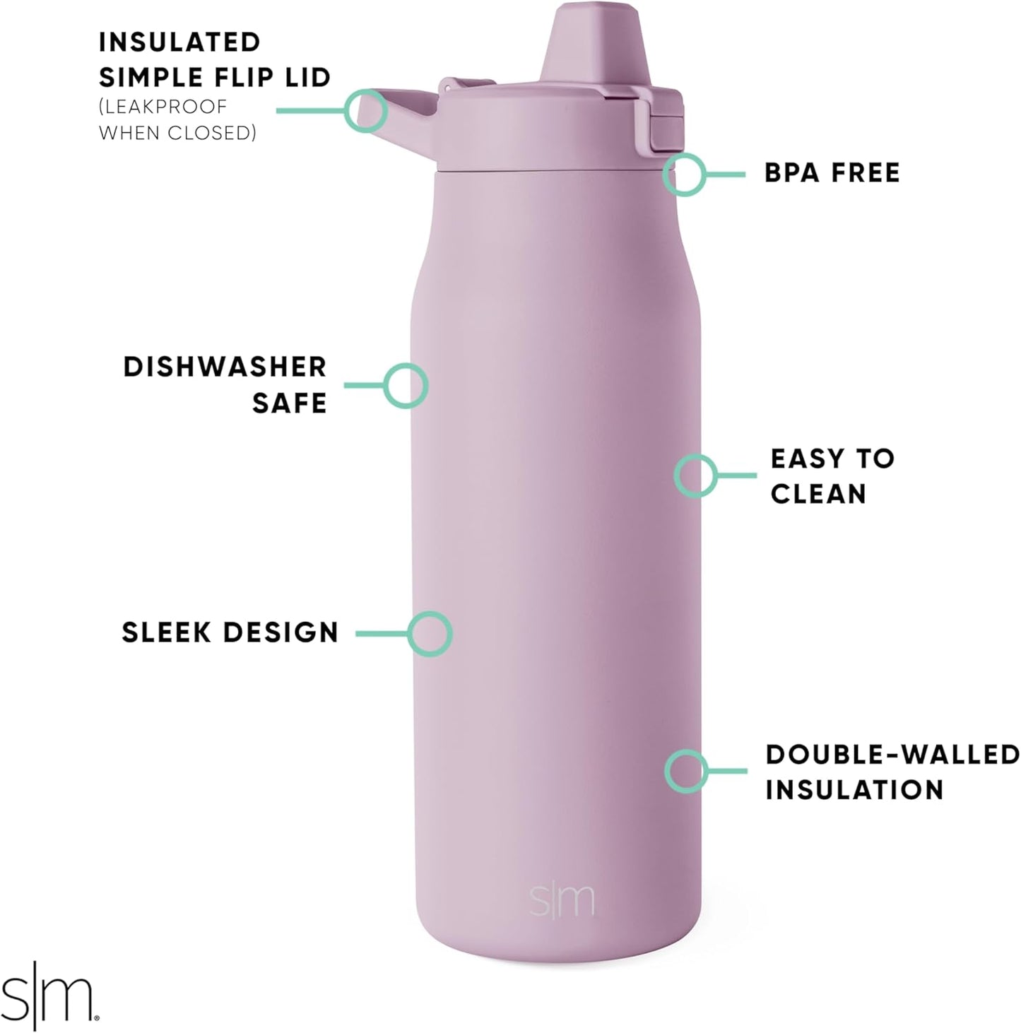 Simple Modern Filtered Water Bottle | Insulated Stainless-Steel Carbon Filter Travel Water Bottles | Reusable for Clean Drinking Water On The Go | 34oz, Sea Glass Sage