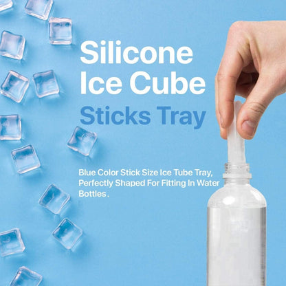 Cheer Collection Silicone Ice Stick Tray - Long Ice Cube Mold for Water Bottle Ice Stick - Easy Pop Out Water Bottle Ice Cube Tray -Thin Cylinder Ice Cube Mold for Sports and Water Bottles