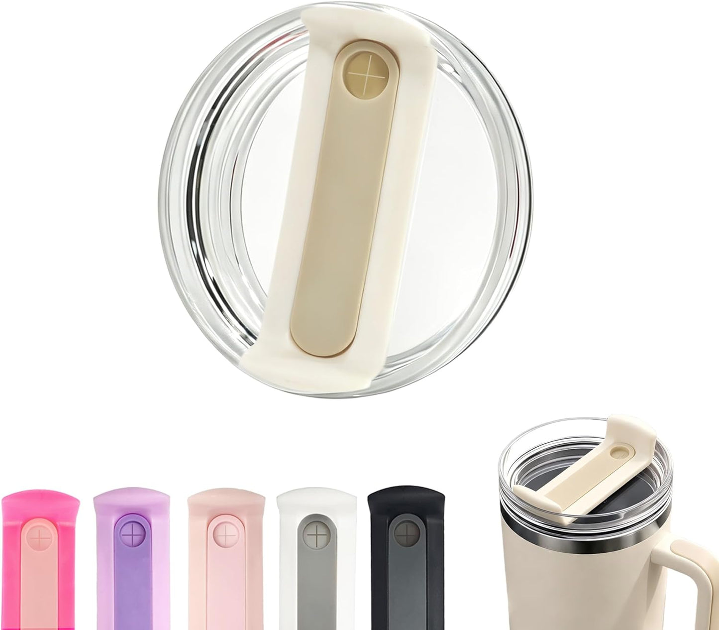 40 OZ Tumbler Lid Replacement Compatible for Stanley Quencher H2.0, 1 Pack BPA Free Clear Lid Replacement for Stanley Cup Accessories(Clear-White)