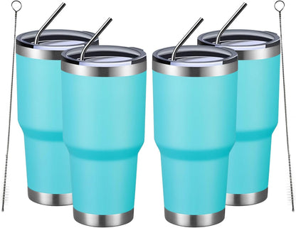 MEWAY 30oz Tumbler Double Wall Vacuum Insulated Travel Mug, Stainless Steel Tumbler with Lid, Durable Powder Coated Insulated Coffee Cup for Cold & Hot Drinks (Silver,1 PACK)