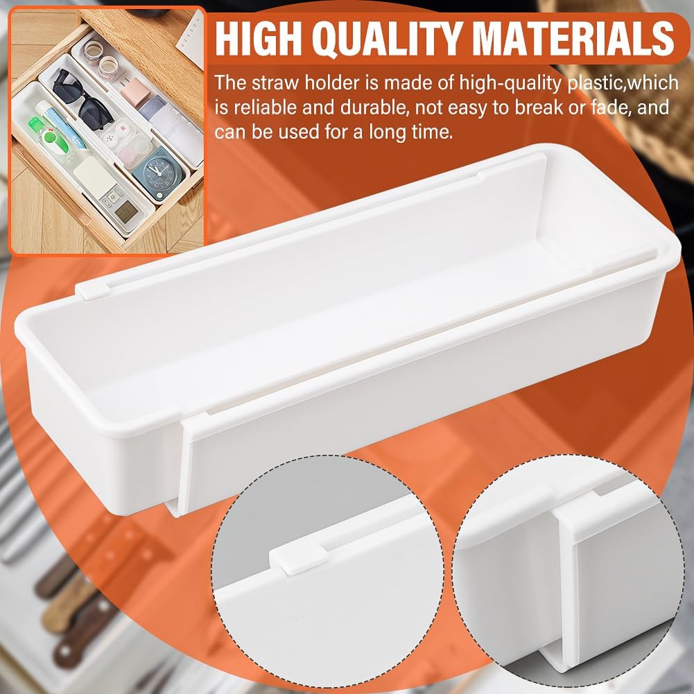 Expandable Straw Organizer Drawer Organizers for Cabinet, Multi-Functional Plastic Straw Storage Fits 60oz Straws, Reusable and Adjustable