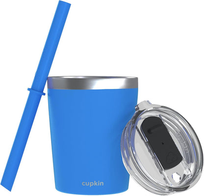 CUPKIN Stainless Steel Insulated Tumbler with Lid and Straw, 20 oz Stainless Steel Cups, Set of 2 Travel Coffee Mug for Adults, Iced Coffee Cup with Lid, Tumbler for Travel (Coral + Yellow)