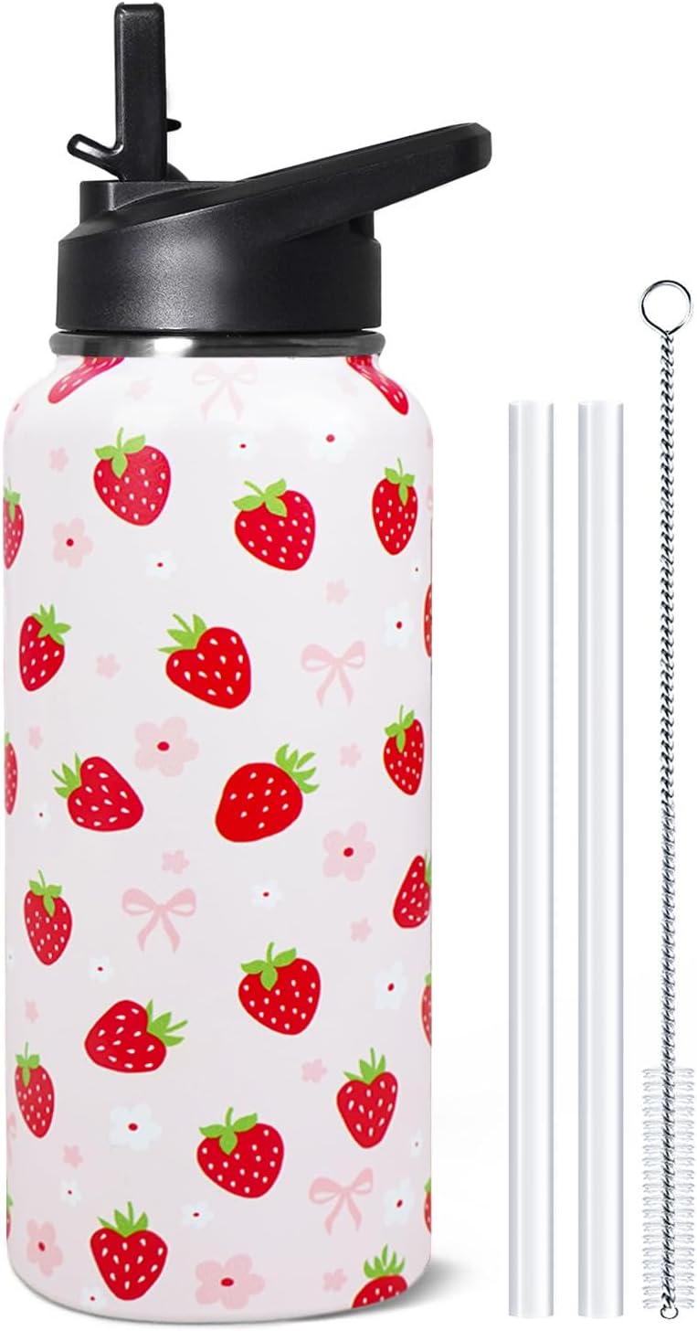 32 oz Pickleball Insulated Water Bottle with Straw - Pickleball Gym Hiking Sports Coffee Mug | Perfect Pickleball Gifts for Women, Pickleball Decor Accessories