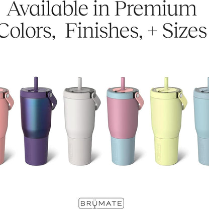BrüMate Resa 35oz 100% Leakproof Tumbler w/Handle & Straw | Flexible SoftSip Straw | Silicone Sleeve for Durability | Stainless Steel | Cup Holder & Travel Friendly Water Bottle (Java)
