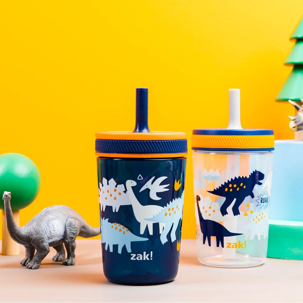 Zak Designs 15oz Bluey Kelso Tumbler Set, Leak-Proof Screw-On Lid with Straw Made of Durable Plastic and Silicone, Perfect Bundle for Kids, 2 Count (Pack of 1) - Colors B