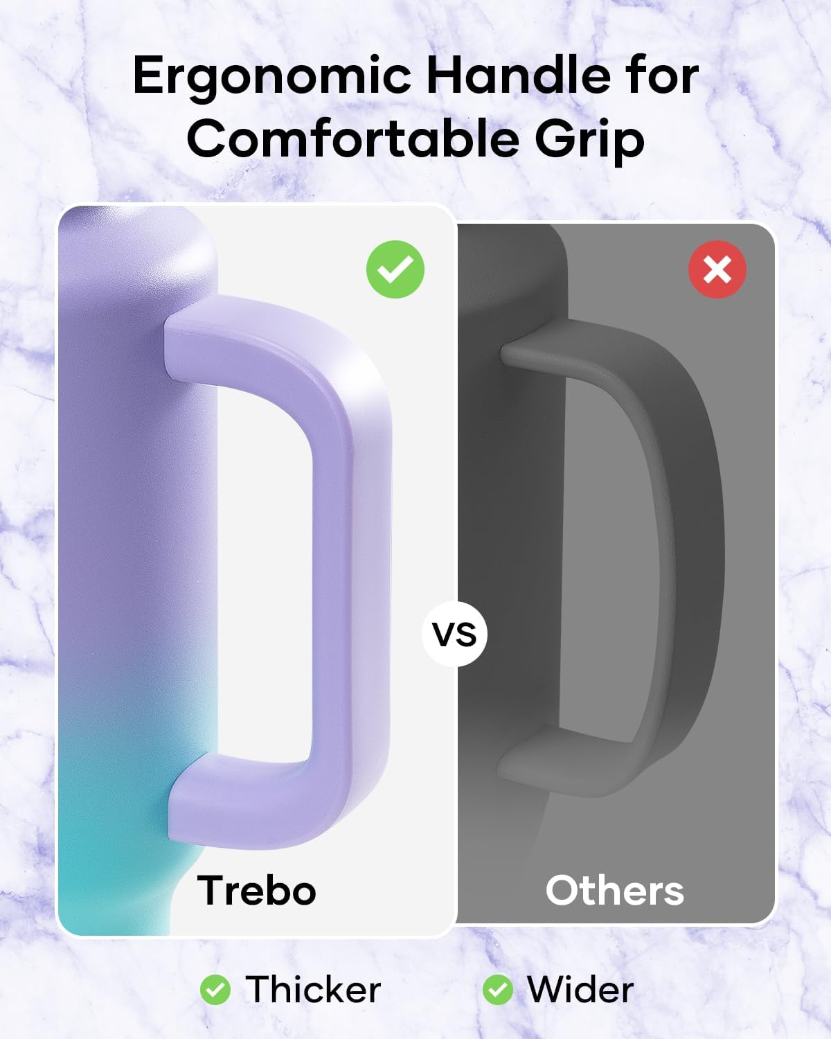 Trebo 40 oz Water Bottle Insulated Fit Car Cup Holder with Handle, Stainless Steel Water Bottles Tumbler with Spout Straw Lids, Double Wall Travel Reusable Flask, Leakproof Mug,Keep Cold &Hot,Black