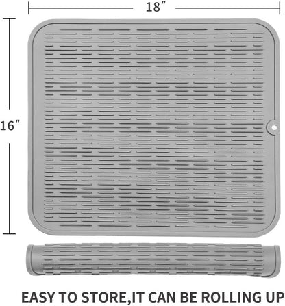 MicoYang Silicone Dish Drying Mat for Multiple Usage,Easy clean,Eco-friendly,Heat-resistant Silicone Mat for Kitchen Counter,Sink,Bar,Bottle,or Cup Green M 17 inches x 6 inches