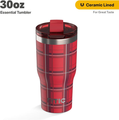 RTIC 20oz Essential Tumbler with Lid, Ceramic Lined, Insulated, Stainless Steel, Metal, Double Wall Vacuum-Insulation, Travel Cup for Iced Coffee, Tea, Hot and Cold Drink, Graphite