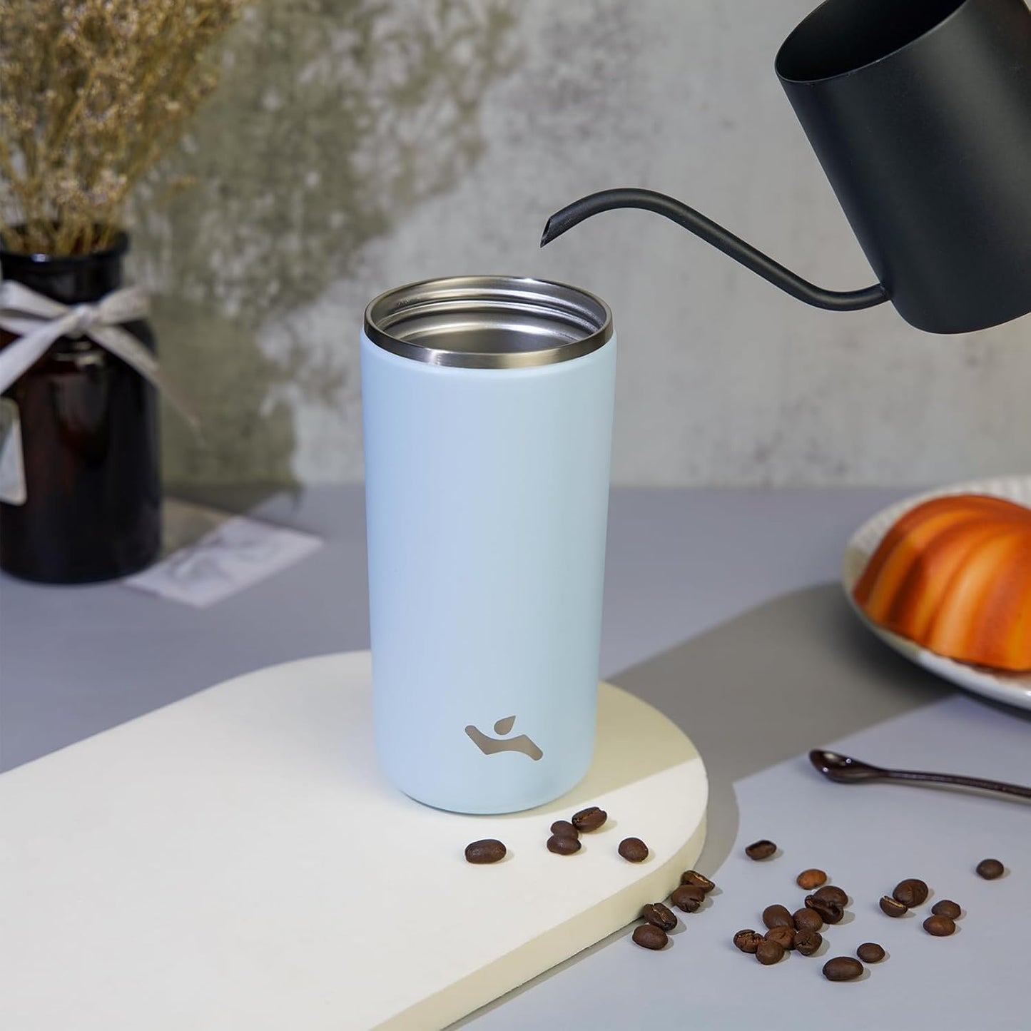 Konokyo Tumbler with Lid, 16 oz Travel Coffee Mug Double Wall Vacuum Stainless Steel Thermal Metal Cup Insulated Water Bottle,Navy Blue