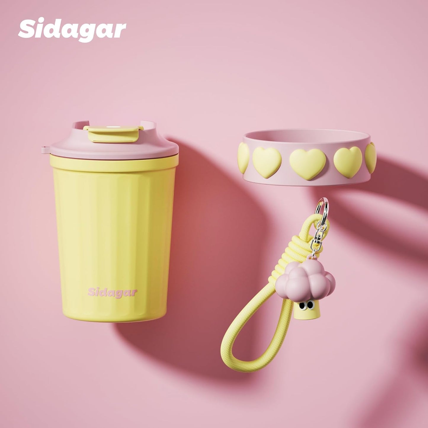 SDGA+ 12 oz Travel Coffee Mug Spill Proof Leak Proof, Stainless Steel Thermal Coffee Cup with Lid, Resuable Cup for Hot and Cold, Portable Tumbler for Women, Light Pink