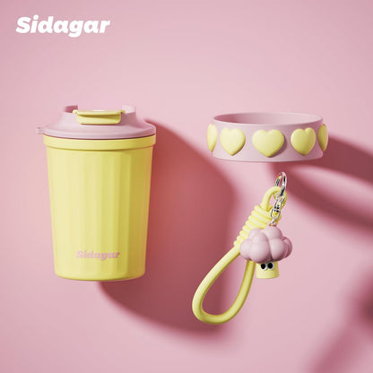 SDGA+ 12 oz Travel Coffee Mug Spill Proof Leak Proof, Stainless Steel Thermal Coffee Cup with Lid, Resuable Cup for Hot and Cold, Portable Tumbler for Women, Light Pink