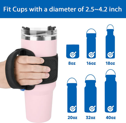 Xxerciz Tumbler Handle for YETI Rambler, Owala, Ozark Trail Travel Mug, Anti Slip Handle Fit for 12Oz - 40Oz Water Bottles, Neoprene Water Bottle Carrier Grip (Exclude Bottle)