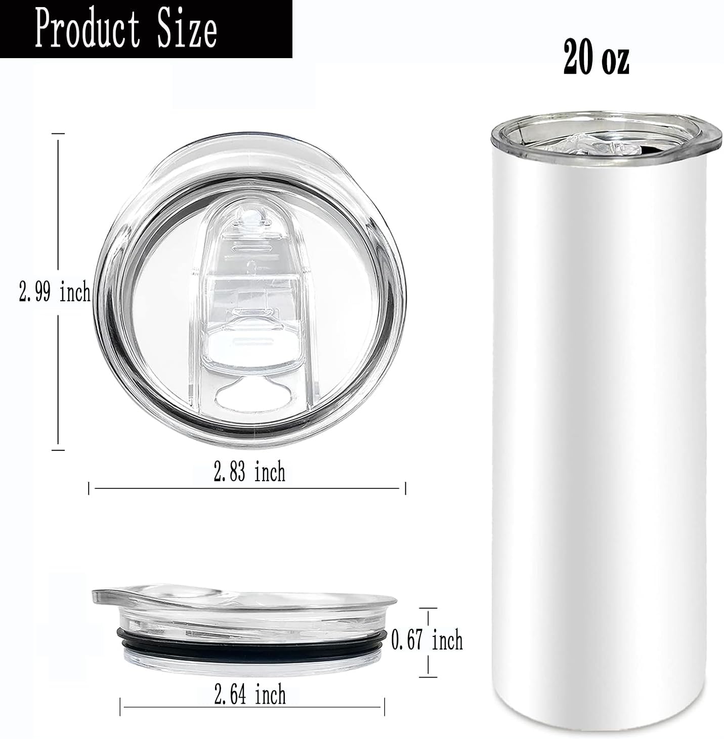 20 oz Skinny Replacement Lids Tumbler Replacement Lids Plastic Splash Resistant Covers Spill Proof Skinny Cup Covers for Mouth Cooler Cup (Clear, 5 Pack)