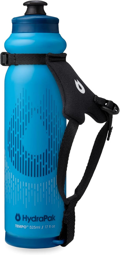 HydraPak Tempo Pro 525ml - Handheld Running Squeeze Bottle for Training and Race Day Hydration with Removable Strap (525ml/17oz) - White