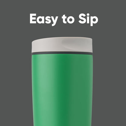 Owala SmoothSip Slider Insulated Stainless Steel Coffee Tumbler, Reusable Iced Coffee Cup, Hot Coffee Travel Mug, BPA Free 20 oz, Grey/Blue (High Dive)