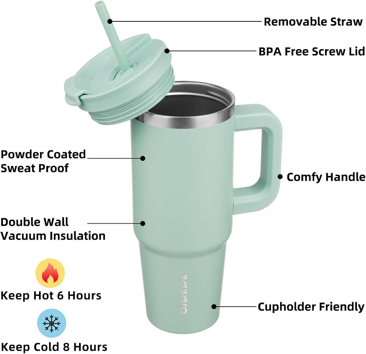BJPKPK 30oz Stainless Steel Insulated Tumbler With Handle And Lid Straw Travel Coffee Mug Thermal Cup,Black