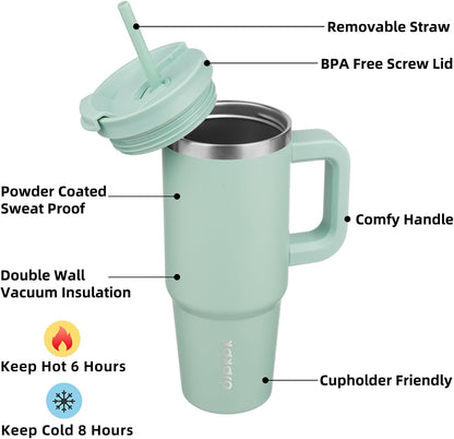 BJPKPK 30oz Stainless Steel Insulated Tumbler With Handle And Lid Straw Travel Coffee Mug Thermal Cup,Black