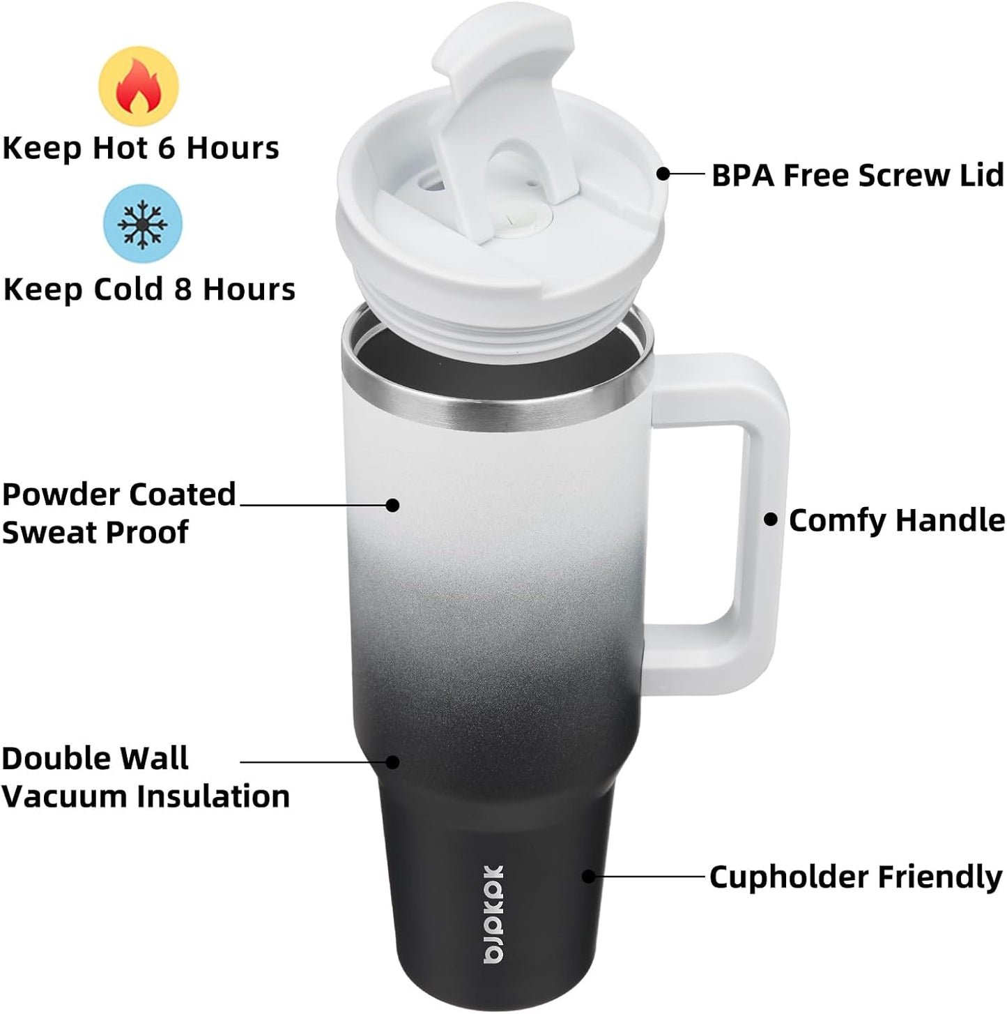 BJPKPK 30oz Stainless Steel Insulated Tumbler With Handle And Lid Straw Travel Coffee Mug Thermal Cup,Black