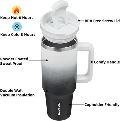 BJPKPK 30oz Stainless Steel Insulated Tumbler With Handle And Lid Straw Travel Coffee Mug Thermal Cup,Black