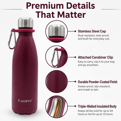Best in Class Triple-Walled Insulated Stainless Steel Water Bottle, Keeps your Drinks Cold for up to 24 Hours and Hot for up to 12 Hours, Leak Proof, Make a Difference in the World, Black, 17oz