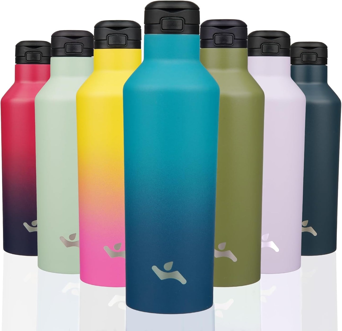Konokyo Insulated Water Bottle with Straw,25 OZ Double Wall Vacuum Stainless Steel Water Flask with 2 Lids,Black