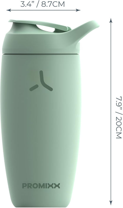 Promixx Pursuit Shaker Bottle - Insulated Stainless Steel Water Bottle and Shaker Cup - 18oz - Midnight Blue