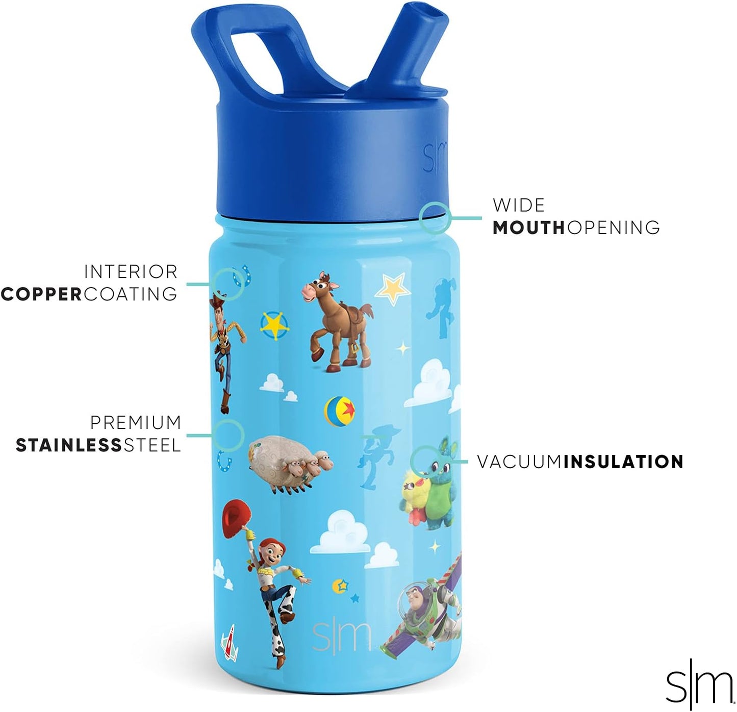 Simple Modern Disney Minnie Mouse Kids Water Bottle with Straw Lid | 14oz Insulated Stainless Steel Kids Tumbler & Spill Proof Toddler Cup for School, Girls, Boys | Summit | Minnie Mouse Fun - Colors B