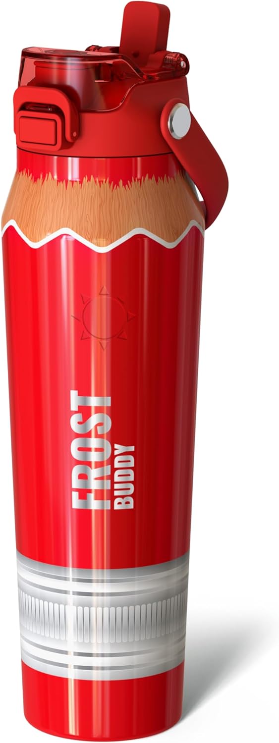 Frost Buddy 24oz Insulated Water Bottle with Straw & Chug Lid | Leak-Proof Stainless Steel | 24-Hours Cold | Sweat-Proof, Cup Holder Friendly | Ideal for Gym, Travel, Sports & Everyday Hydration - Colors B