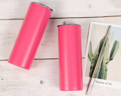 8 Pack 20 Oz Straight Skinny Tumblers, Individually Gift Boxed Stainless Steel Slim Skinny Tumbler Set Bulk, 20 Oz Insulated Slim Thin Travel Tumbler Cup for Diy, Silver