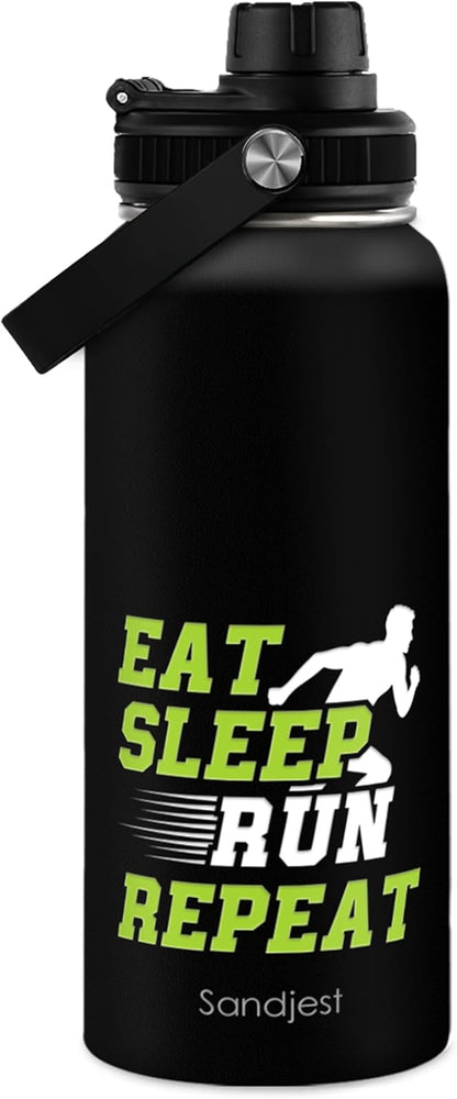 SANDJEST Gym Insulated Engraved Stainless Steel Water Bottle 32oz, Vacuum Chug Lid Travel Tumbler For Men Friends Dad Gymer Trainer, Gym Mode on, Birthday Christmas Father's Day