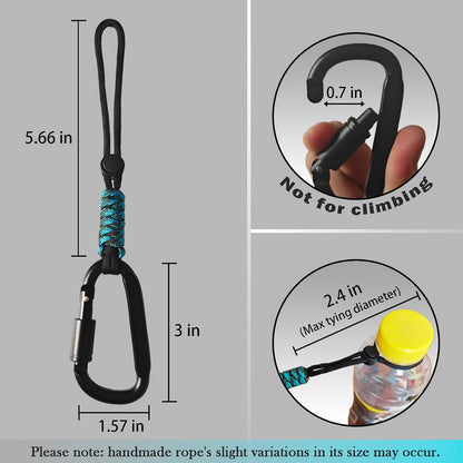 Paracord Keychain/Carabiner Clip - Jaymokes D Ring Metal Hook for Water Bottle, Key, Backpacks and More