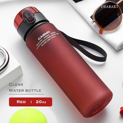 DEARART 20oz Water Bottles with Locked Button, Frosted Bottle One Hand, 100% Leakproof No Straw Direct Spout, Suit Sport Office School Travel Yoga Gym, Red