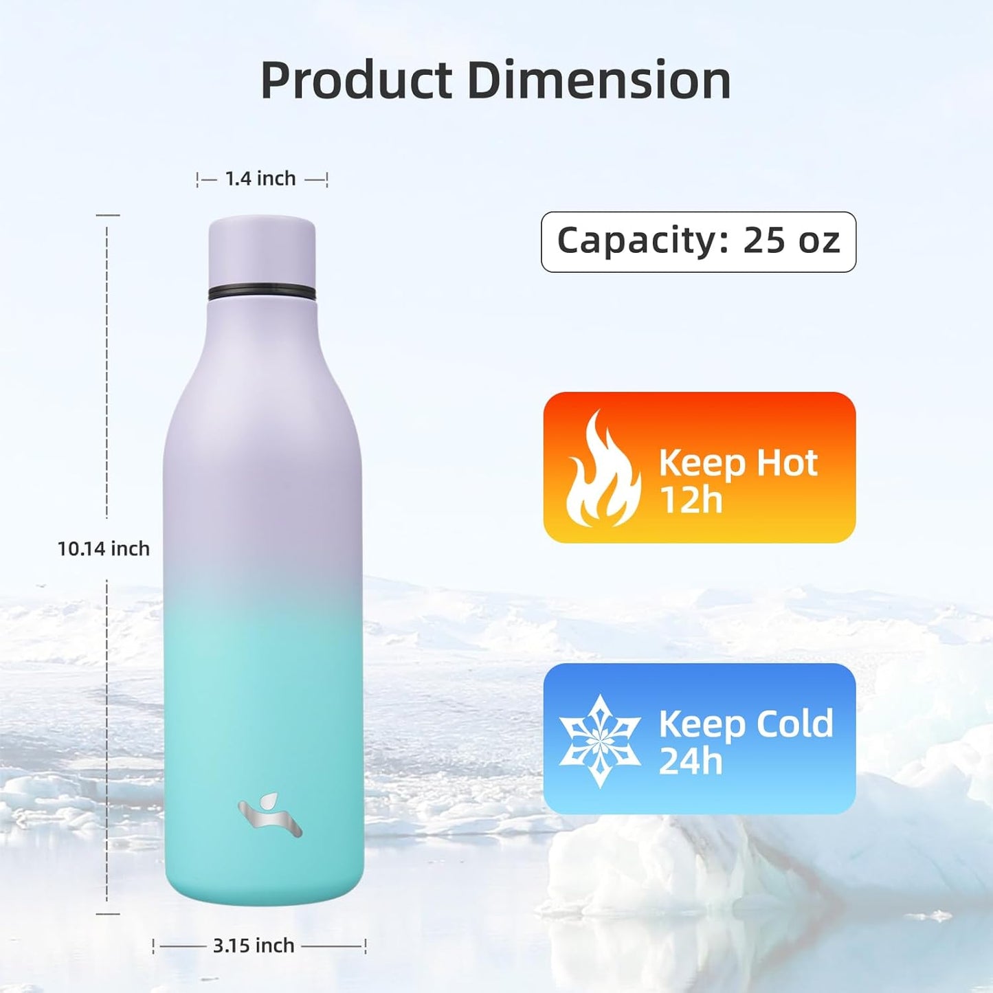 Konokyo Insulated Water Bottle with Strap,18 oz Double Wall Stainless Steel Vacuum Bottles Metal Water Flask,Macaron Green - Colors A