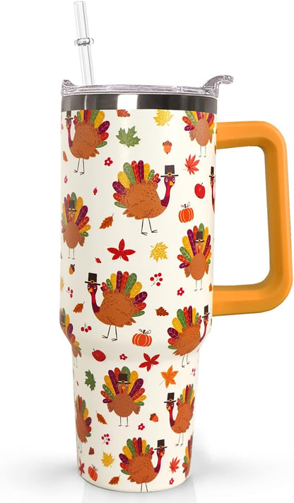 Ceovfoi 40 oz Pickleball Coffee Mug Vacuum Insulated Travel Tumbler with Handle, Lid & Straw - Perfect Pickleball Gifts for Players, Coaches, Lovers | Pickleball Accessories
