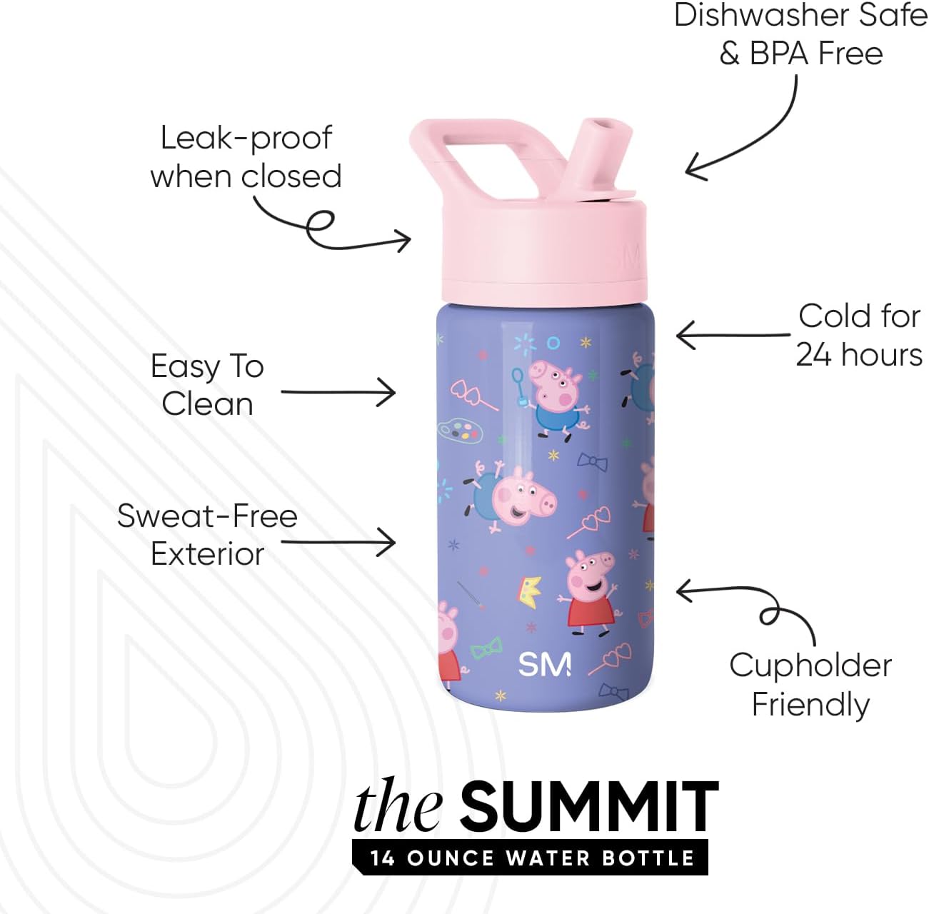 Simple Modern Kids Water Bottle with Straw Lid | 14oz Insulated Stainless Steel Kids Tumbler & Spill Proof Toddler Cup for School, Girls, Boys | Summit | Chloe Floral - Colors B