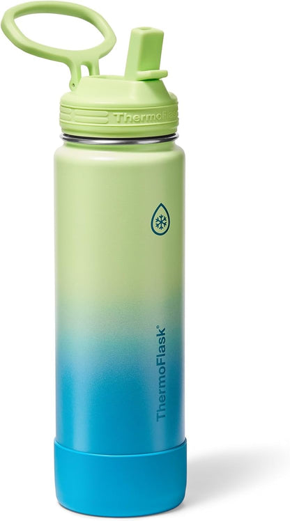 ThermoFlask Insulated Water Bottle with Spout Lid (24 oz, Lemonade Stand) - Leakproof, Stainless Steel Water Bottle for Cold & Hot Drinks, Travel & Daily Hydration