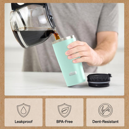 GORILLA GRIP 304 Stainless Steel Double Insulated Travel Coffee Mug, Leakproof Lid with Smooth Sip Top, Prevent Spills, Dent & Rust Resistant Reusable Tumbler Cup, Thermal Mugs for Drinks, 20oz, Black