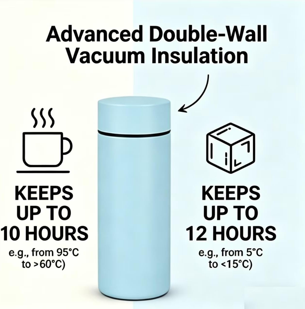 Insulated Water Bottle with Tea Infuser, Stainless Steel Insulated Flask, Leak Proof ，Vacuum Tumbler for Coffee, Tea and Drinks, BPA Free, Keeps Drinks Hot or Cold, 11oz (Green)