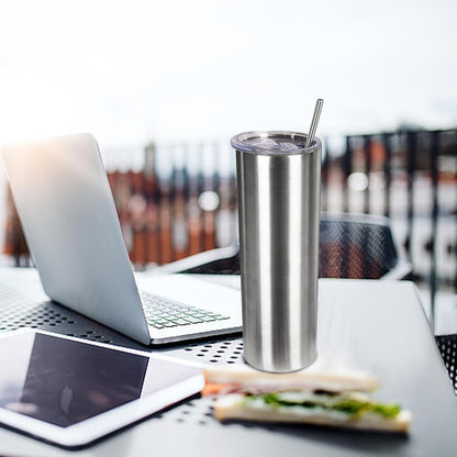 20 oz Skinny Tumblers with Lid and Straw,Stainless Steel Vacuum Insulated Tumbler Cup Double Wall Travel Coffee Mug, Thermal Water Tumbler for Hot and Cold Drinks(Rose Gold,1)