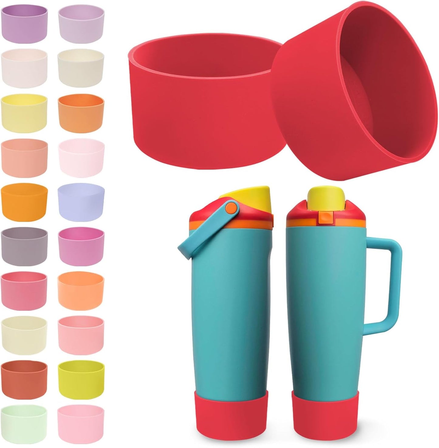 2PCS Silicone Boots for Owala 30oz & 40oz FreeSip Sway Bottles & Tumblers – Non-Slip, Scratch-Resistant, Stability Enhancer for Owala Accessories (Eucalyptus Green) - Colors B