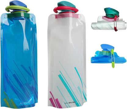 Collapsible Water Bottles for Travel – 24oz Foldable Water Bottle with Leakproof Lid, Portable Reusable BPA-Free Water Bottle for Hiking,Sports,Camping,Biking