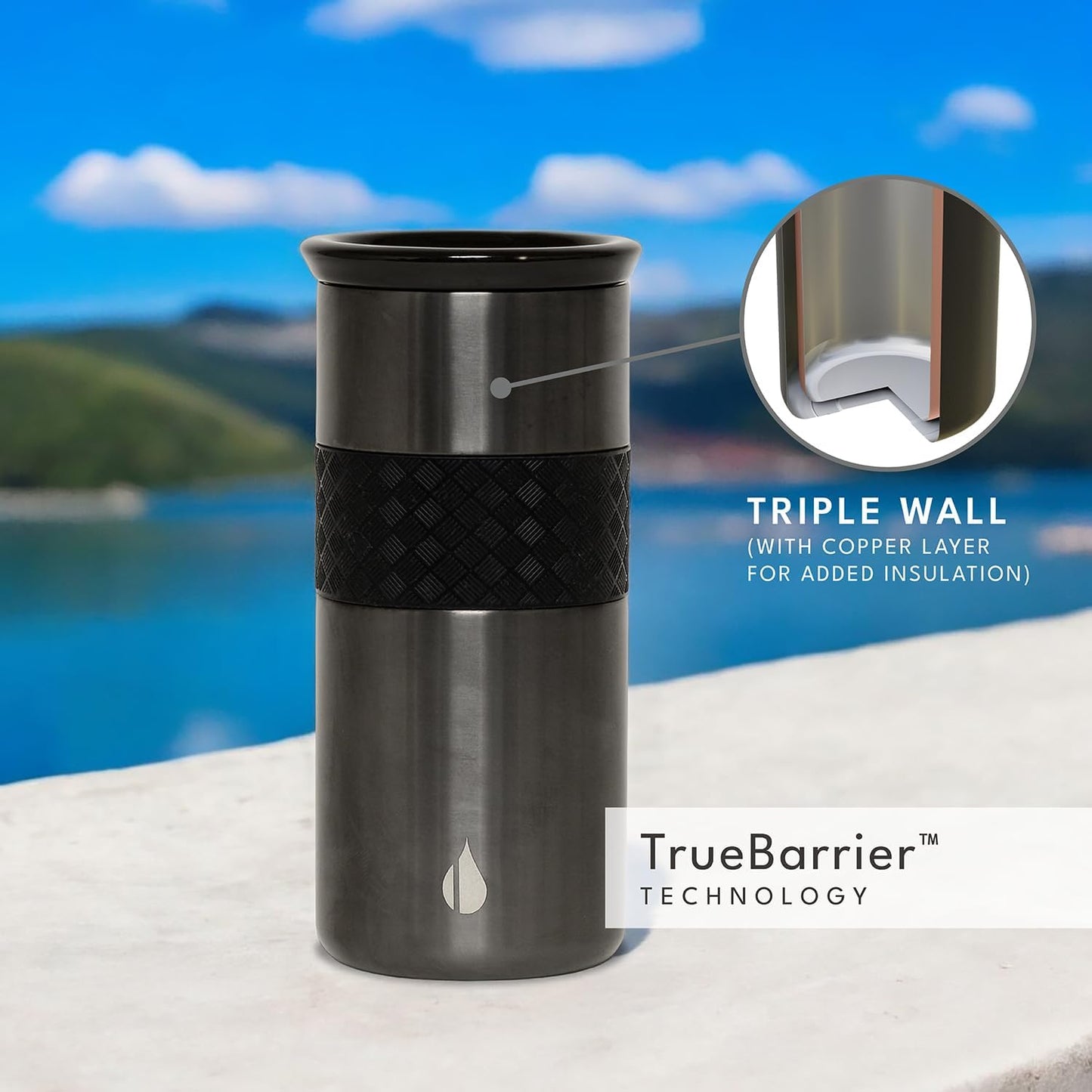 Elemental Artisan Insulated Tumbler, Triple Wall Coffee Travel Mug, Reusable Stainless Steel Coffee Tumbler with Ceramic Lid, Thermal Coffee Cups for Hot (6 Hrs) & Cold (18 Hrs), 16oz - Forest Green