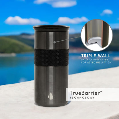 Elemental Artisan Insulated Tumbler, Triple Wall Coffee Travel Mug, Reusable Stainless Steel Coffee Tumbler with Ceramic Lid, Thermal Coffee Cups for Hot (6 Hrs) & Cold (18 Hrs), 16oz - Forest Green