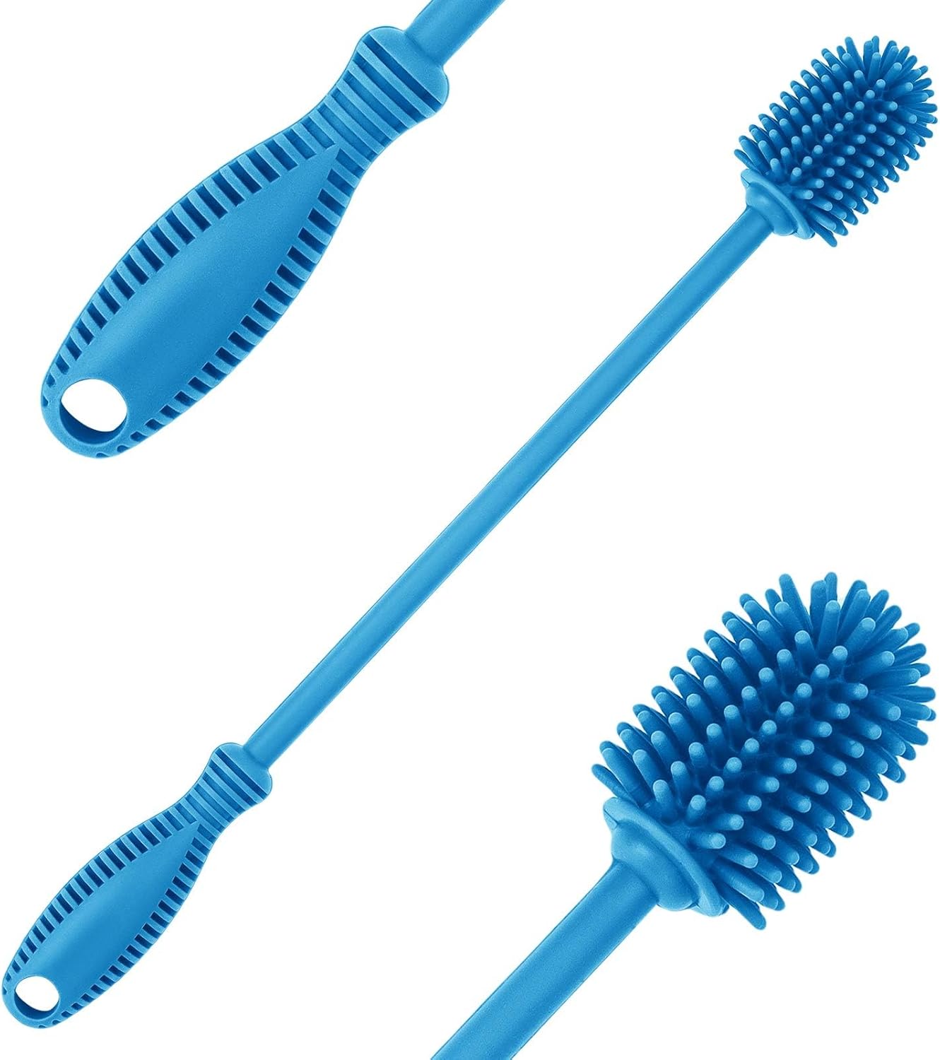 Silicone Bottle Cleaning Brush with Long Handle, 12.5" Water Bottle Cleaner for Baby Bottles, Hydro Flask, Sports Bottle, Vase, Glassware, Perfect for Smaller Diameter Bottle Openings (One Pack)