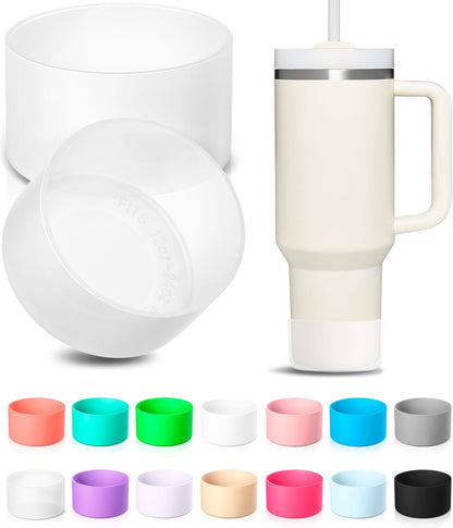KTKUDY 2Pcs Silicone Boot for Stanley Quencher Tumbler 30 oz 40 oz & IceFlow 20 oz 30 oz & Fit Owala Freesip Water Bottle & Fit Hydro Flask & More - Cup Bottom Accessories Fit Stanley Cup